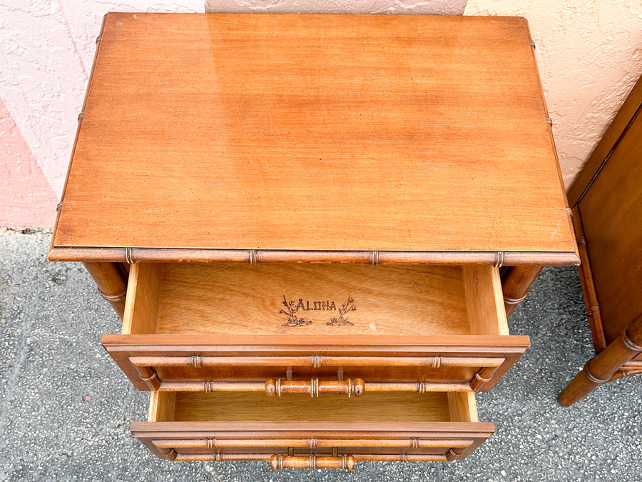 Pair of Handsome Faux Bamboo Nightstands