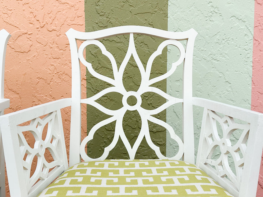 Pair of Flower Fretwork Arm Chairs