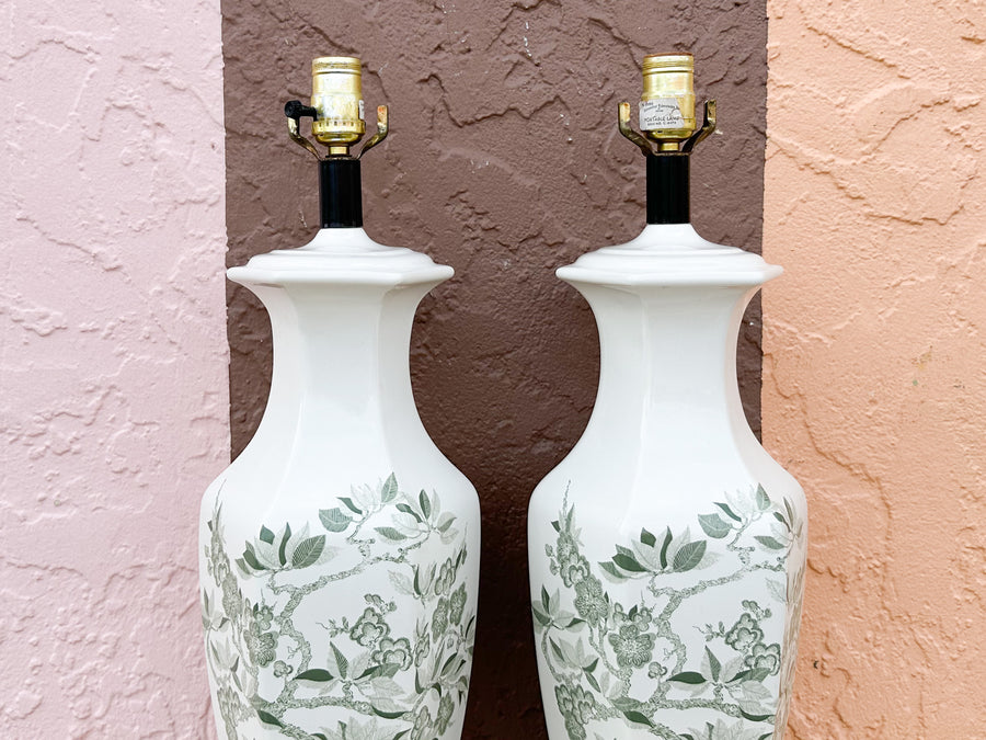 Pair of Pretty Green Chinoiserie Lamps