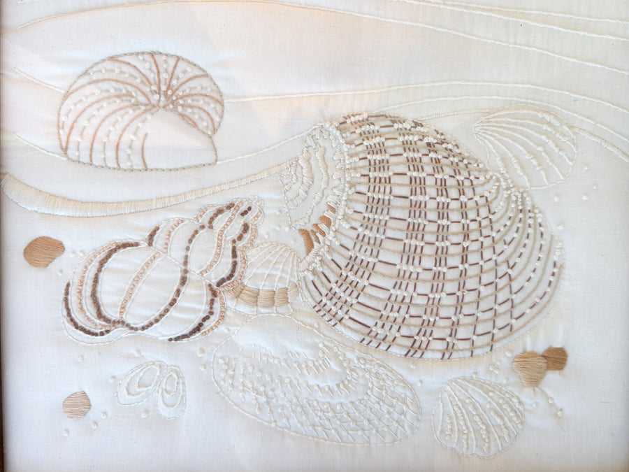 Framed Needlepoint Shell Art