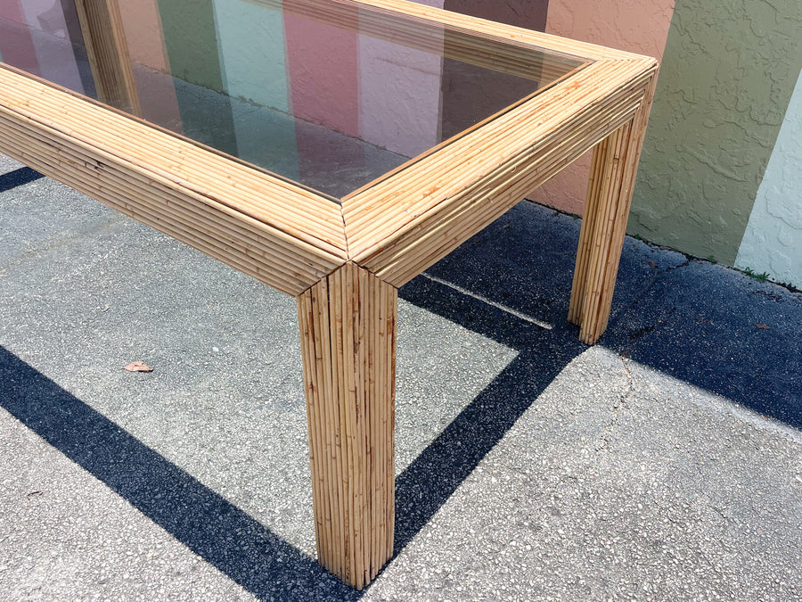 Coastal Chic Pencil Reed Rattan Dining Table