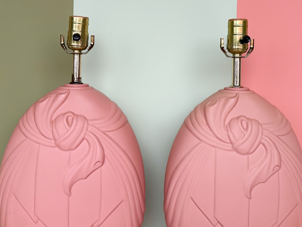 Pair of Pink Swag Lamps