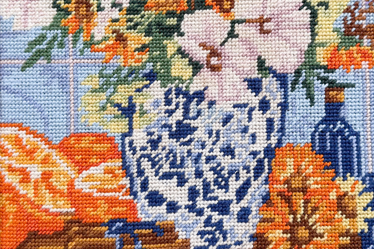 Floral Chinoiserie Needlepoint Art