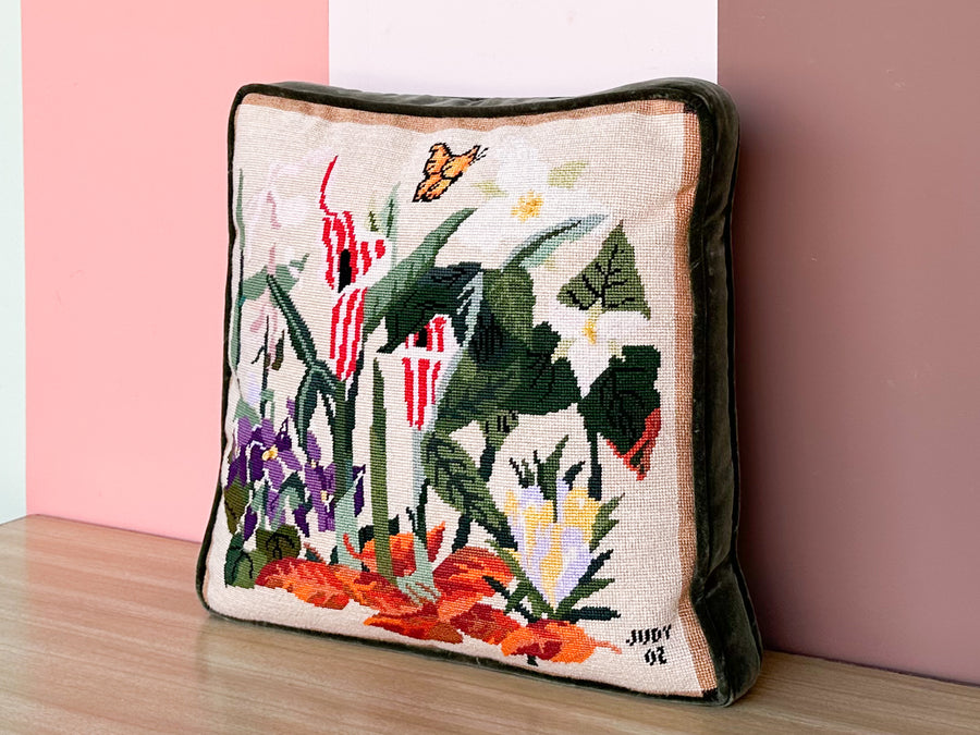 Fab Floral Needlepoint Pillow