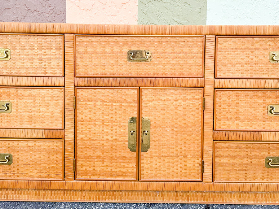 Coastal Chic Rattan Wrapped Dresser