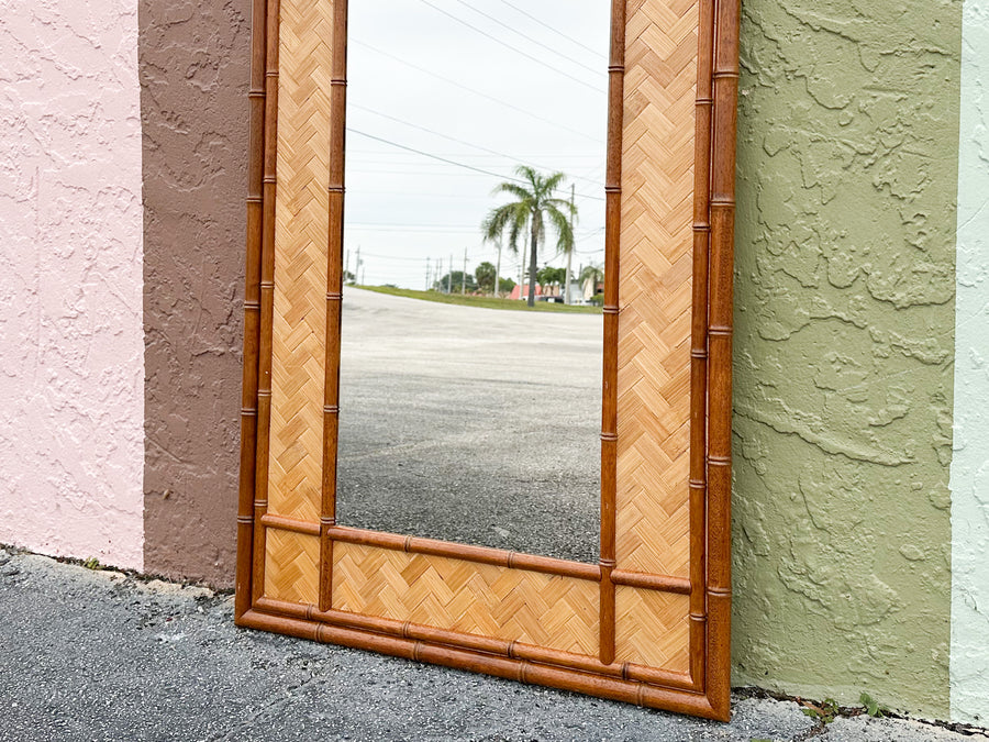 Old Florida Style Rattan Mirror