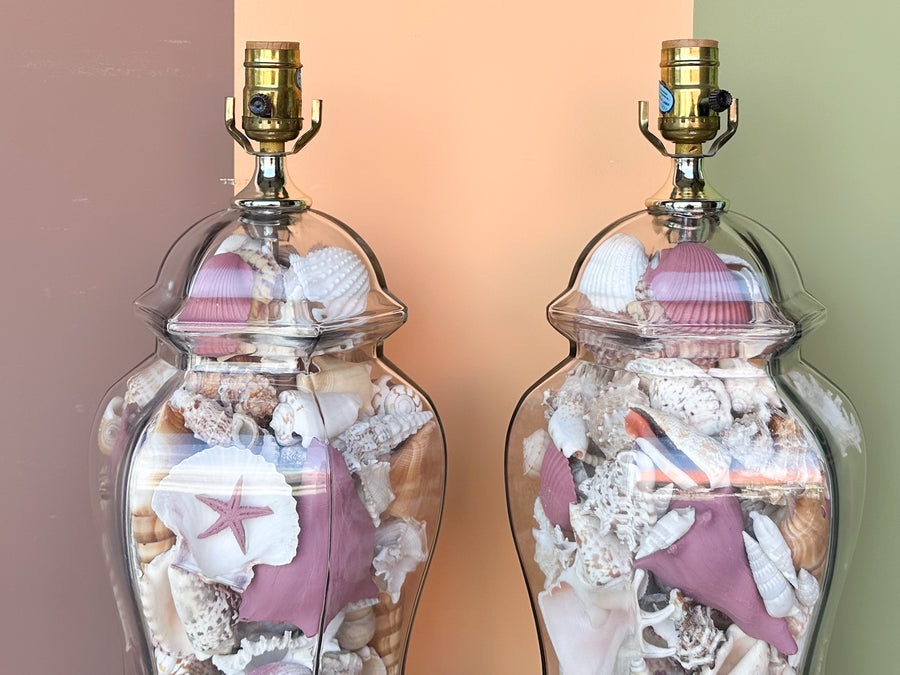 Pair of Old Florida Shell Lamps