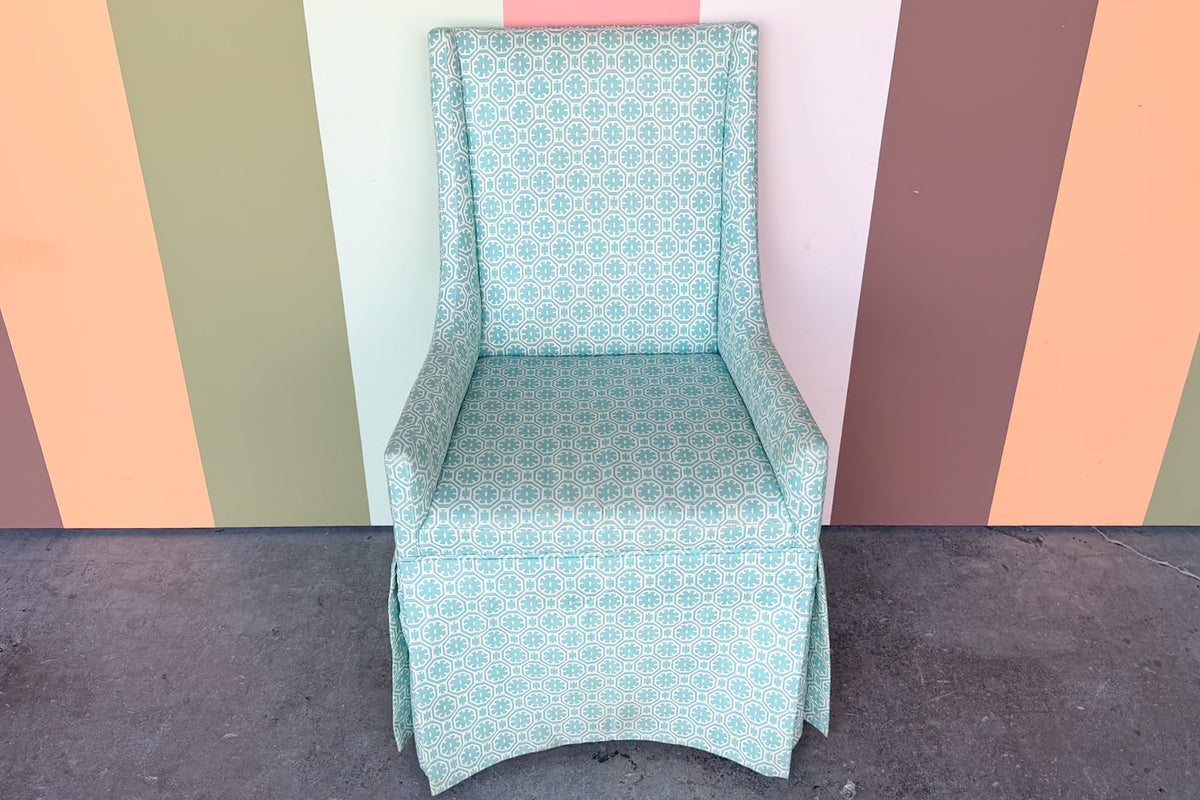 Turquoise Upholstered Slipper Chair