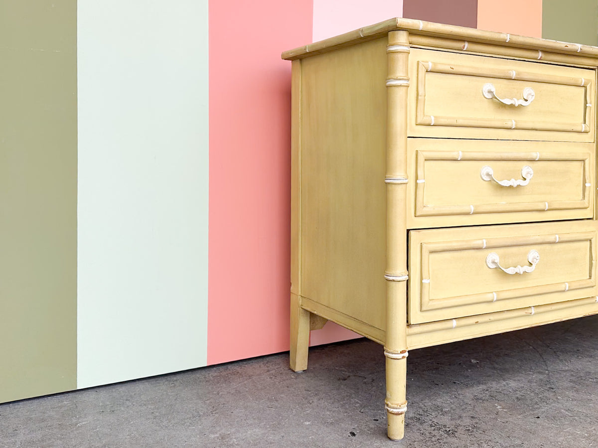Yellow Faux Bamboo Double Dresser