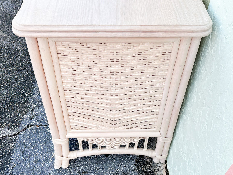 Pair of Oversized Wicker Ficks Reed Nightstands