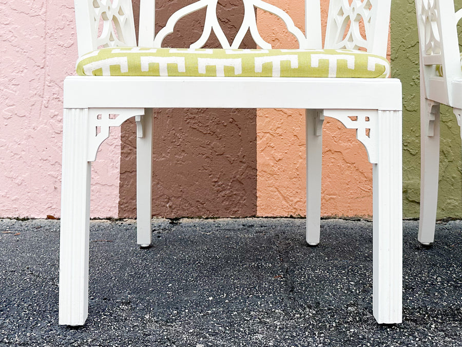 Pair of Flower Fretwork Arm Chairs