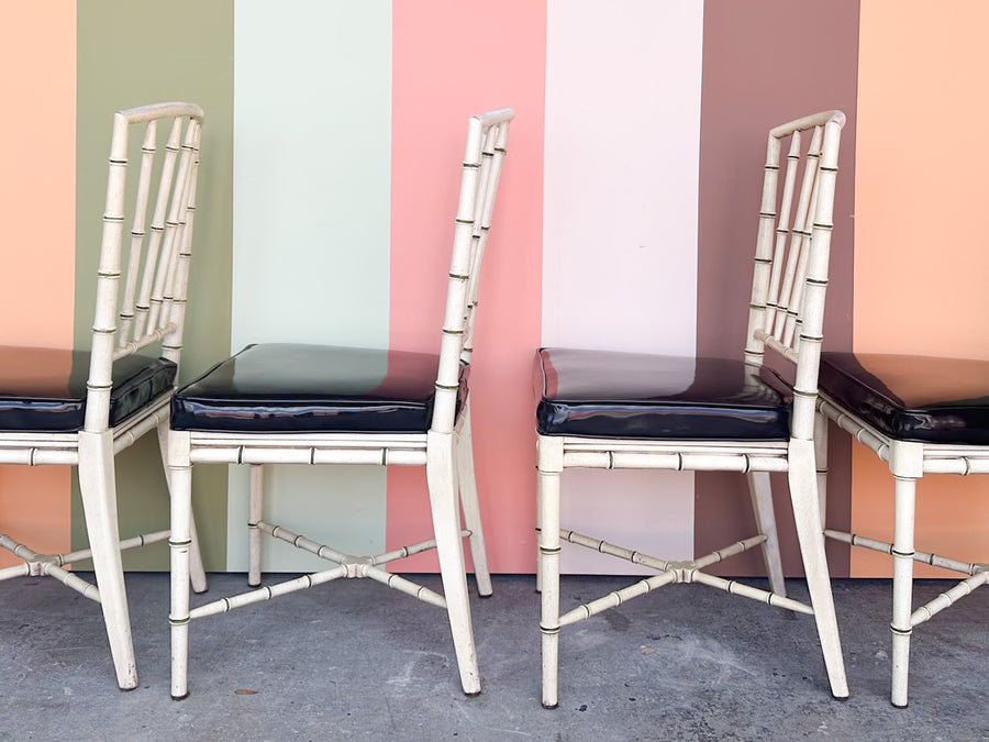Set of Four Drexel Faux Bamboo Dining Chairs