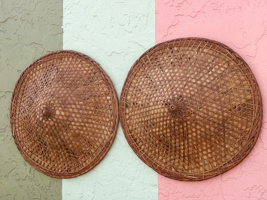 Pair of Cane and Rattan Hats