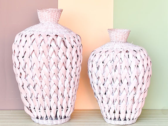 Pair of Pink Sands Woven Vases