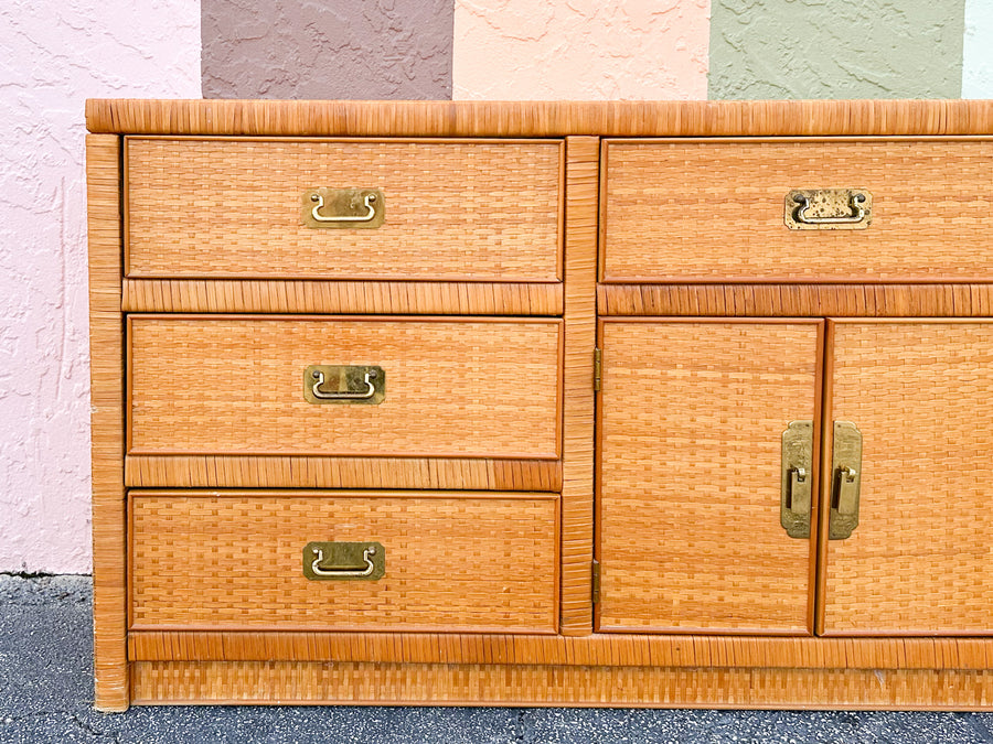 Coastal Chic Rattan Wrapped Dresser