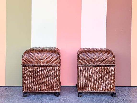 Pair of Cute Woven Storage Stools