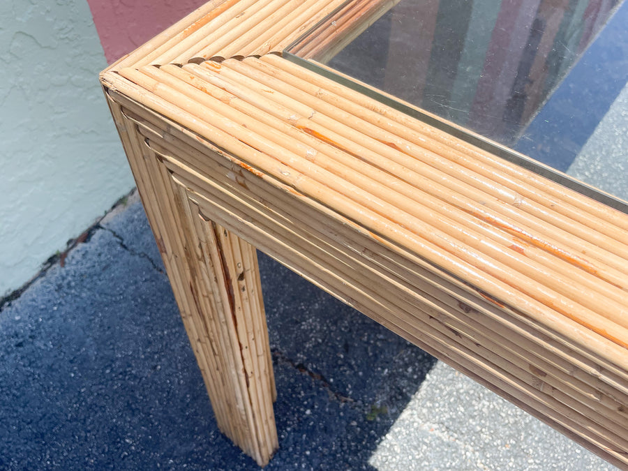 Coastal Chic Pencil Reed Rattan Dining Table
