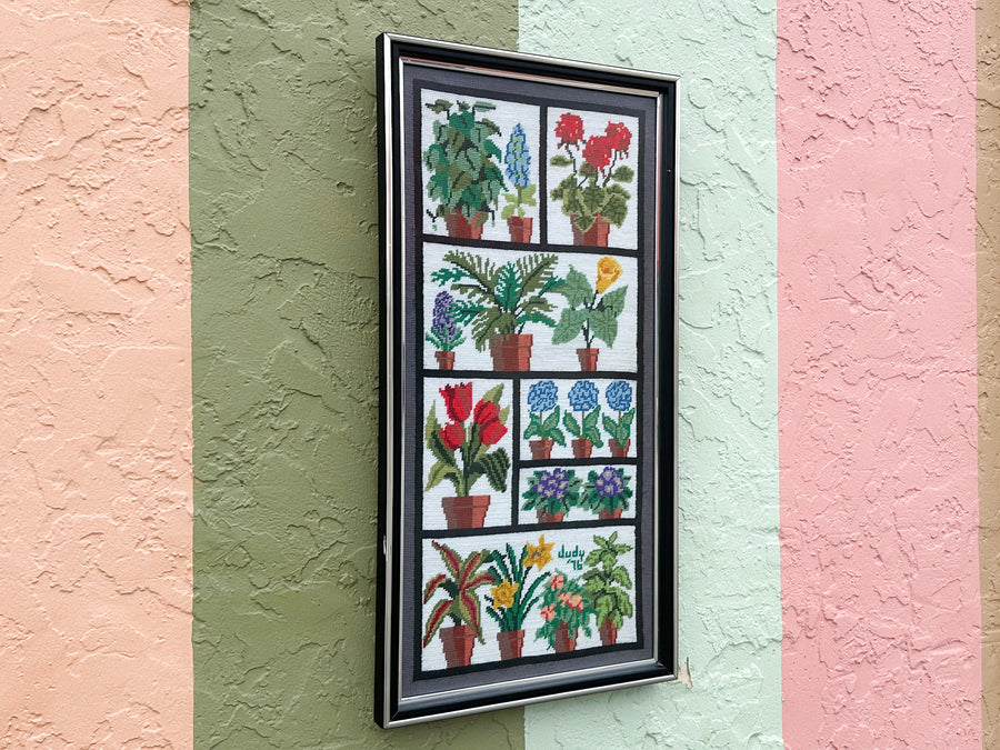 House Plants Needlepoint Framed Art