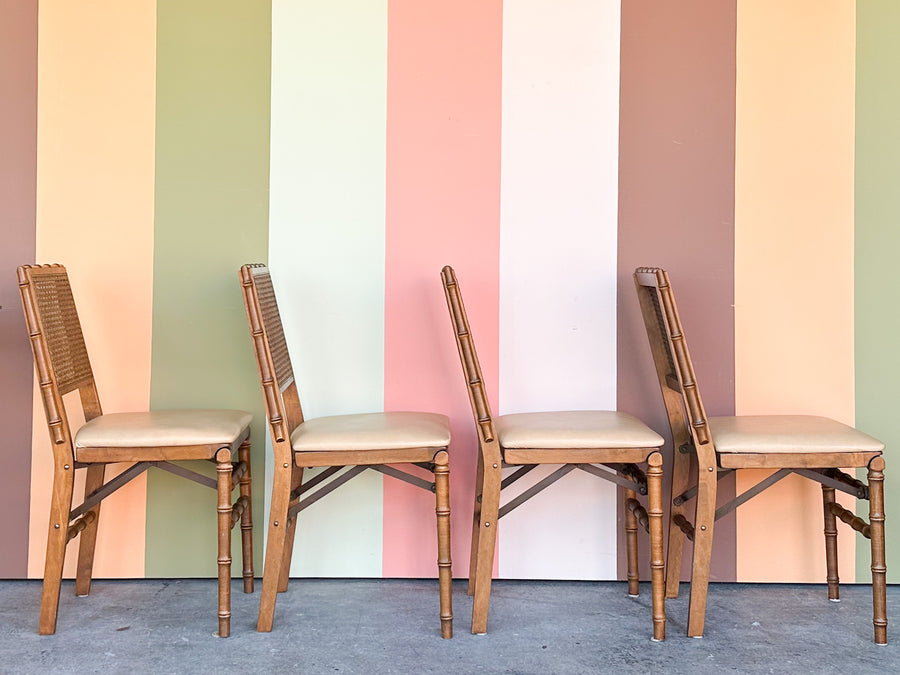 Faux Bamboo Folding Tables and Chairs Set