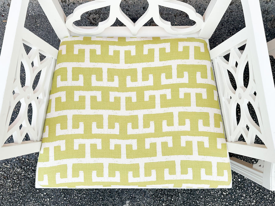Pair of Flower Fretwork Arm Chairs