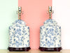 Pair of Blue and White Pagoda Lamps