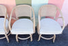 Set of Six Ficks Reed Rattan and Cane Barrel Chairs on Casters