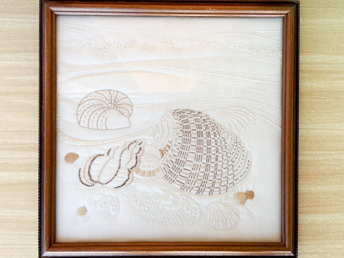 Framed Needlepoint Shell Art