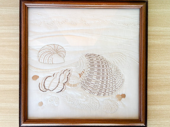 Framed Needlepoint Shell Art