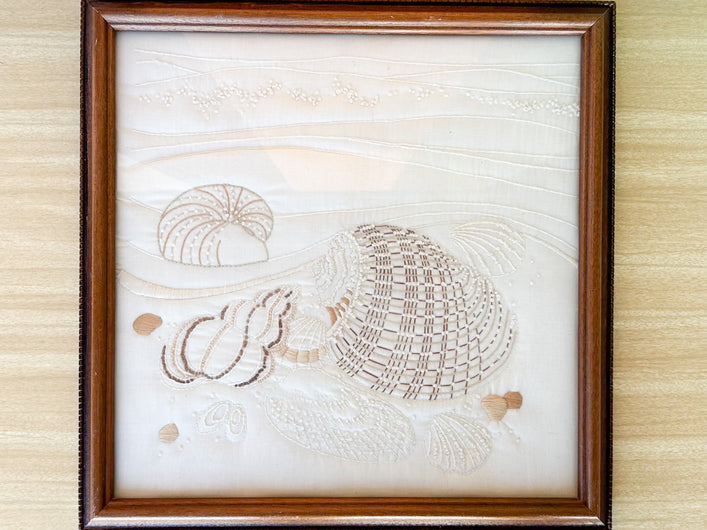 Framed Needlepoint Shell Art