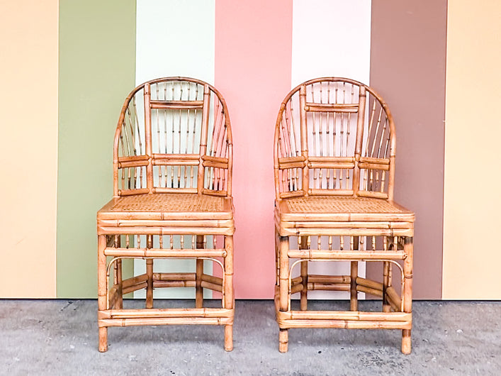 Pair of Brighton Style Bamboo and Cane Side Chairs