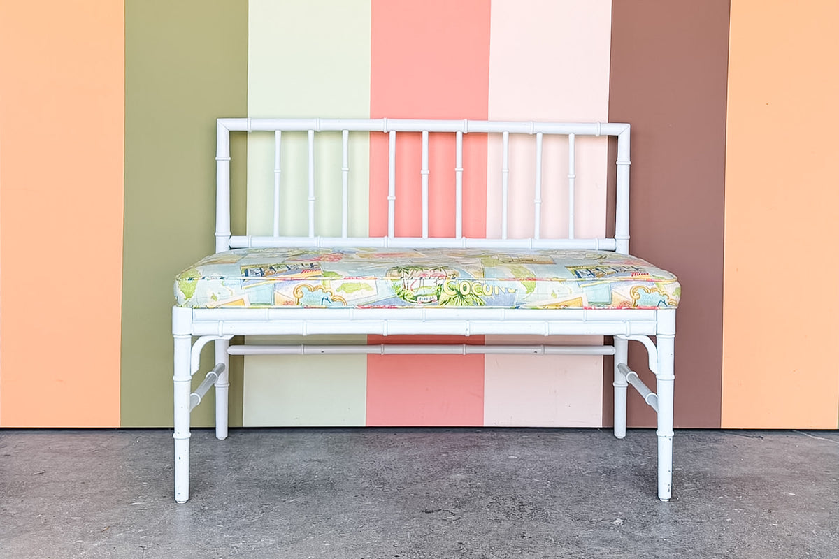 Palm Beach Style Faux Bamboo Bench