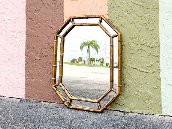 Faux Bamboo Octagon Mirror