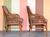 Pair of Ficks Reed Rattan Arm Chairs