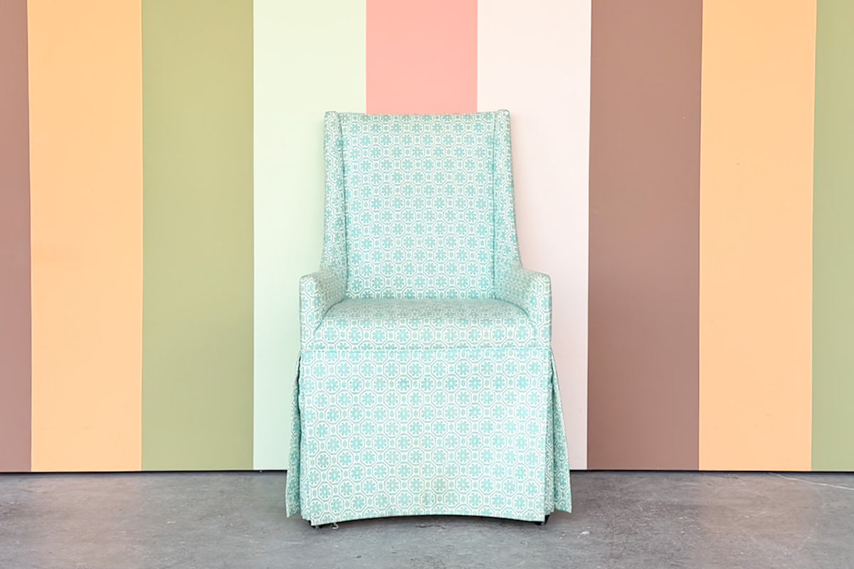 Turquoise Upholstered Slipper Chair