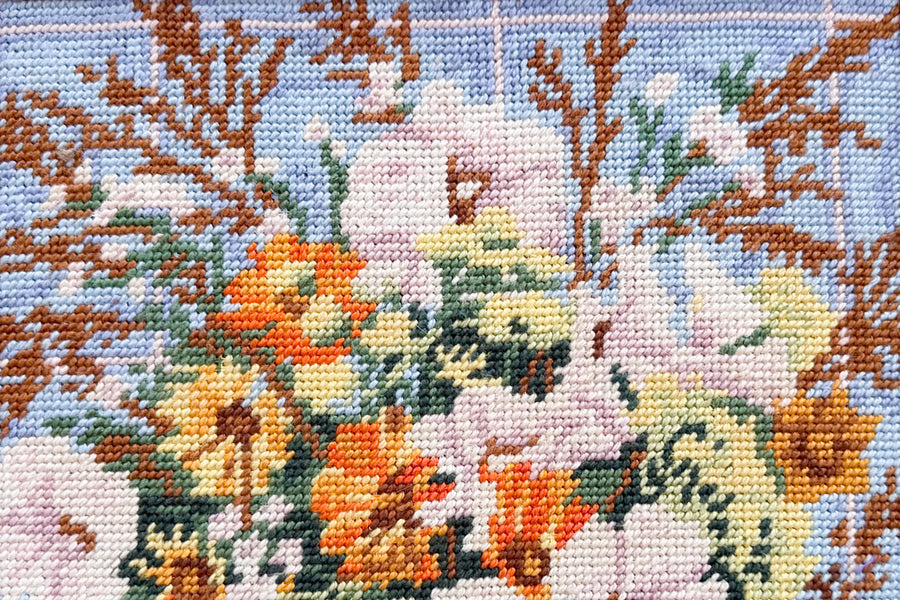 Floral Chinoiserie Needlepoint Art