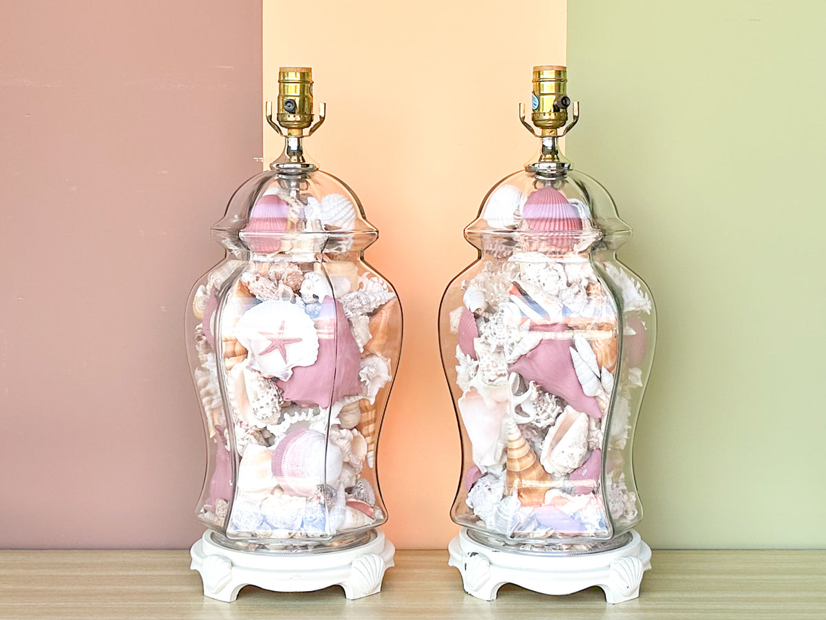 Pair of Old Florida Shell Lamps