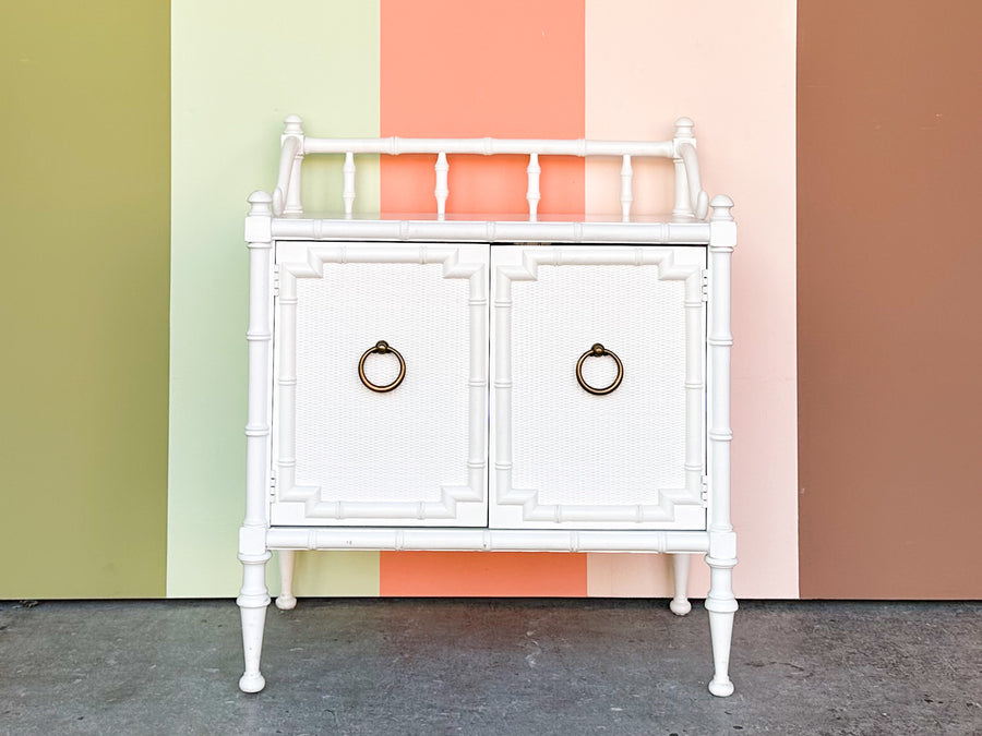 Pair of Drexel Faux Bamboo Nightstands