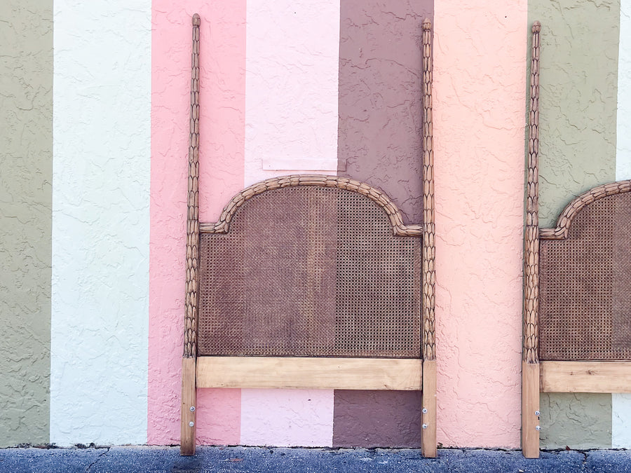 Pair of Roche Style Cane Twin Headboards