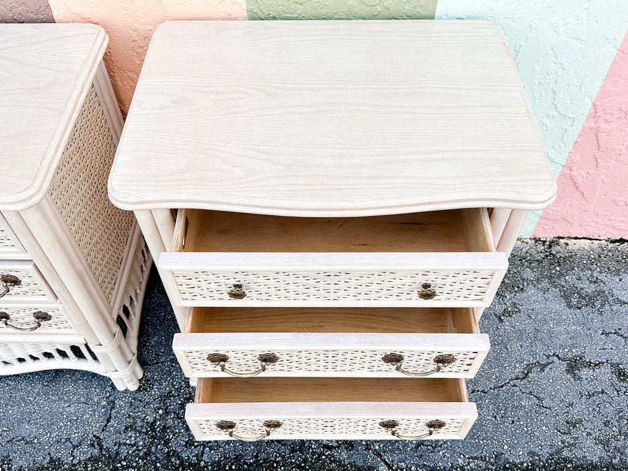 Pair of Oversized Wicker Ficks Reed Nightstands
