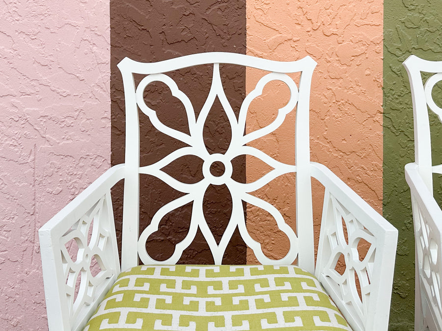 Pair of Flower Fretwork Arm Chairs