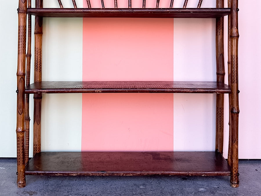 West Indies Style Wood and Bamboo Shelf