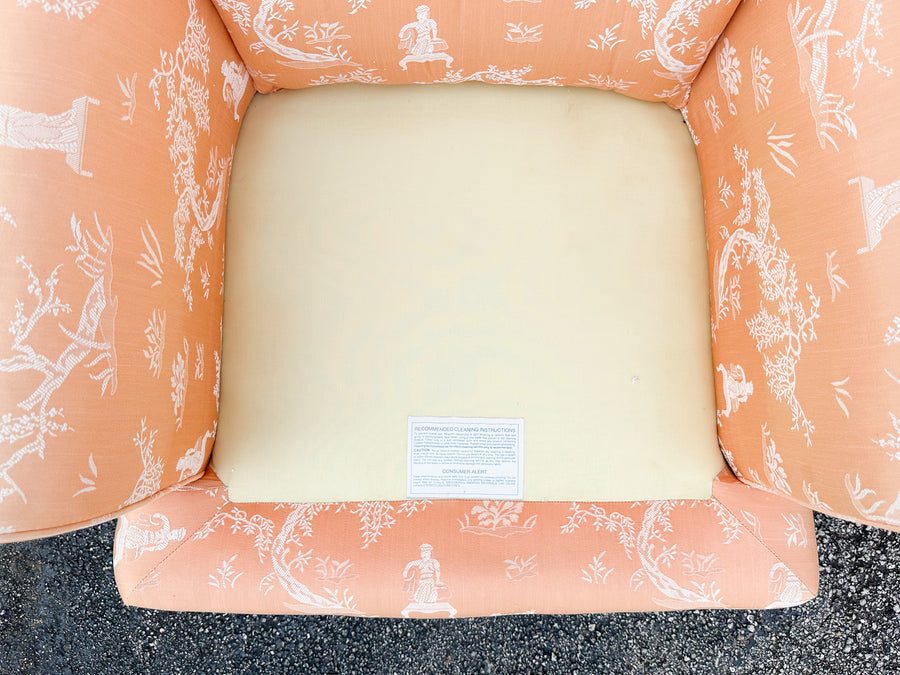Pair of Peach Pagoda Upholstered Chairs
