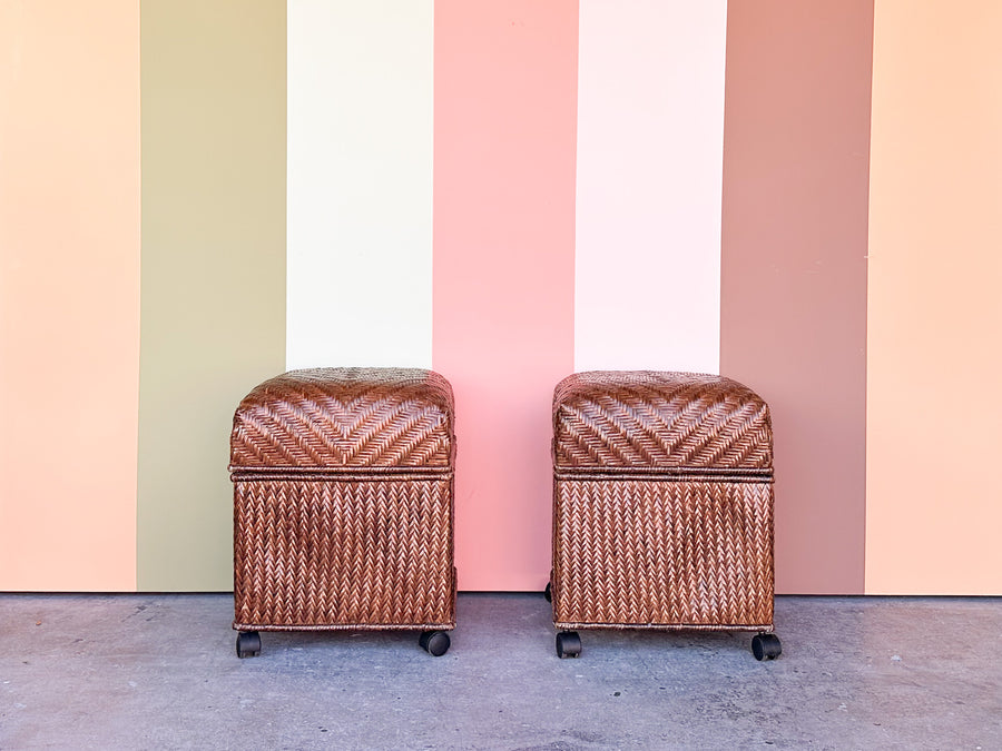 Pair of Cute Woven Storage Stools
