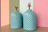 Pair of Turquoise Swirl Lamps