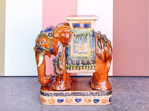 Colorful Terracotta Elephant Garden Seat