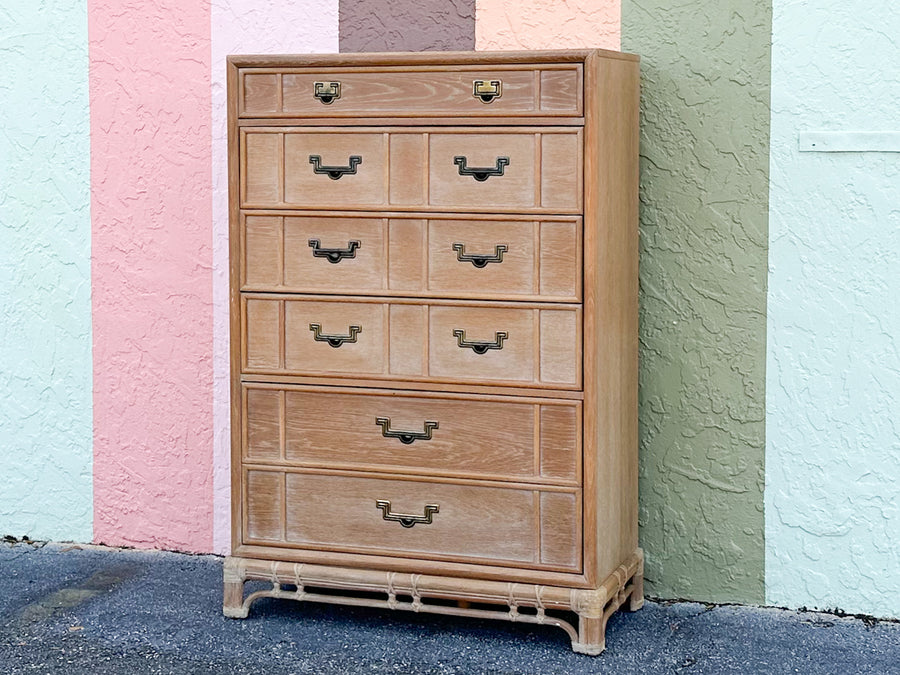 Natural Campaign Style Rattan Tall Chest