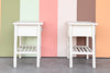 Pair of Rattan and Cane Nightstands