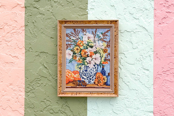Floral Chinoiserie Needlepoint Art