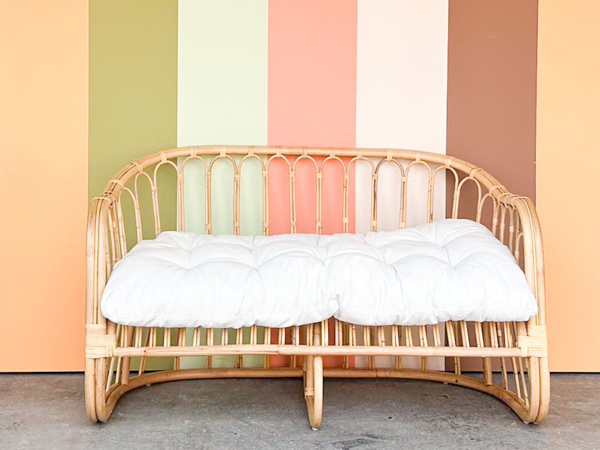 Cute Coastal Rattan Loveseat