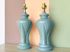 Pair of Seafoam Palm Leaf Lamps